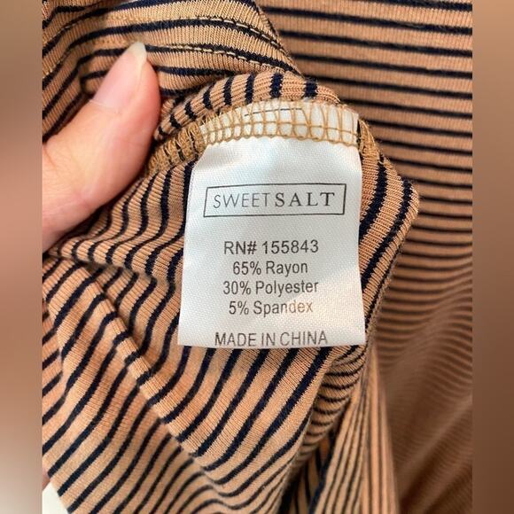 SWEET SALT | Brown & Black Striped Drawstring Midi Dress Modest | Size 12 - Picture 5 of 6